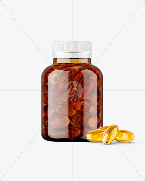 Amber Jar with Fish Oil Mockup