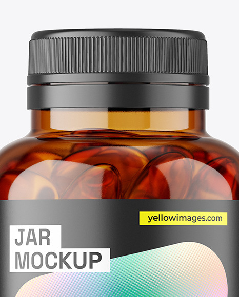 Amber Jar with Fish Oil Mockup
