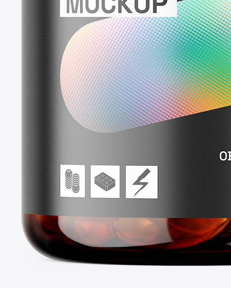 Amber Jar with Fish Oil Mockup