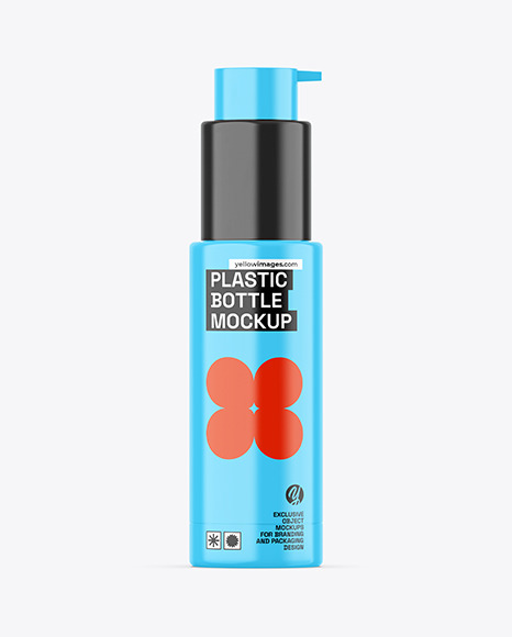 Glossy Plastic Cosmetic Bottle w/ Pump Mockup