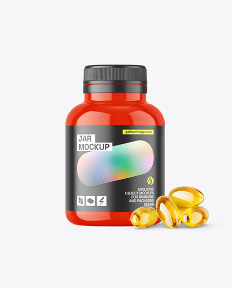 Glossy Pills Jar Mockup