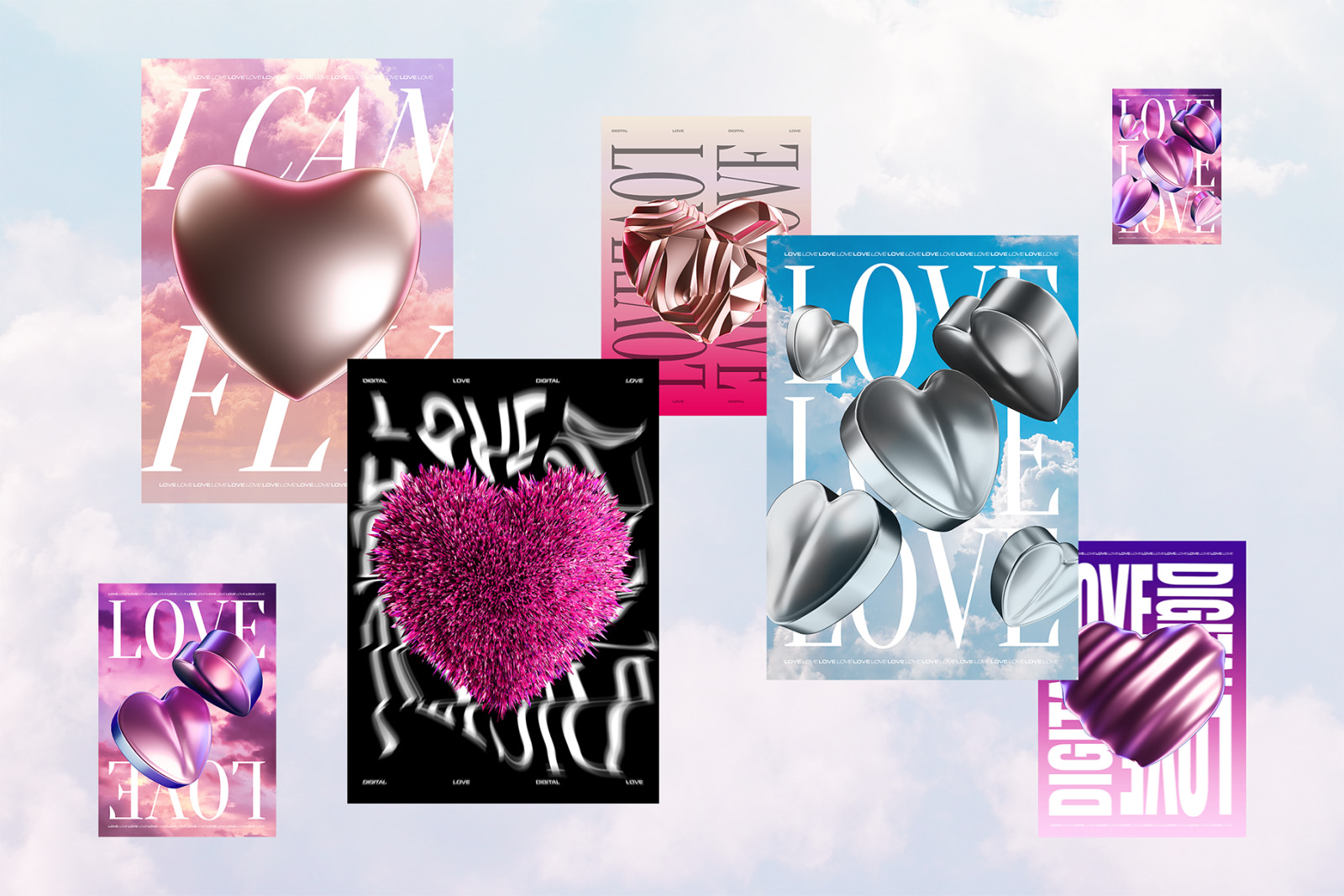 3D Heart Objects - Digital Love 3D Heart Objects - Digital Love