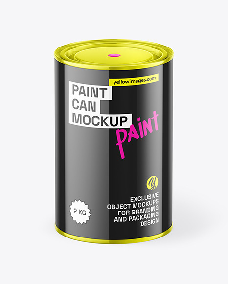 Glossy Paint Can Mockup