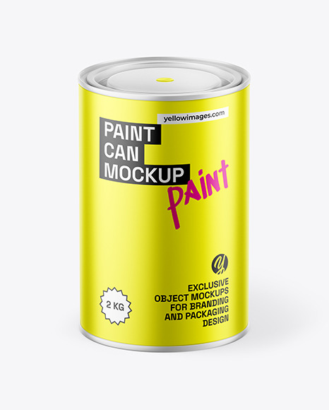 Matte Metallic Paint Can Mockup