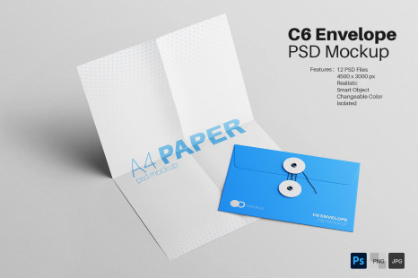 String Tie Envelope C6 Size PSD Mockup Pack
