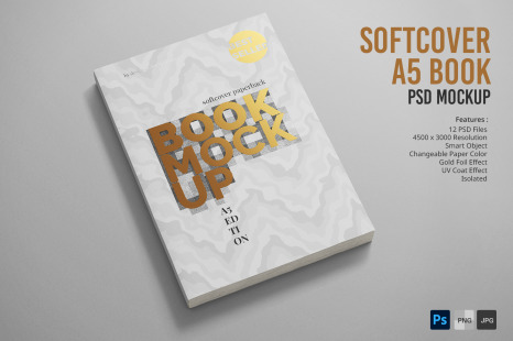 Softcover A5 Size Book Cover PSD Mockup Pack