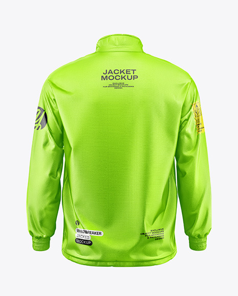 Men&#039;s Metallized Windbreaker Jacket Mockup - Back View