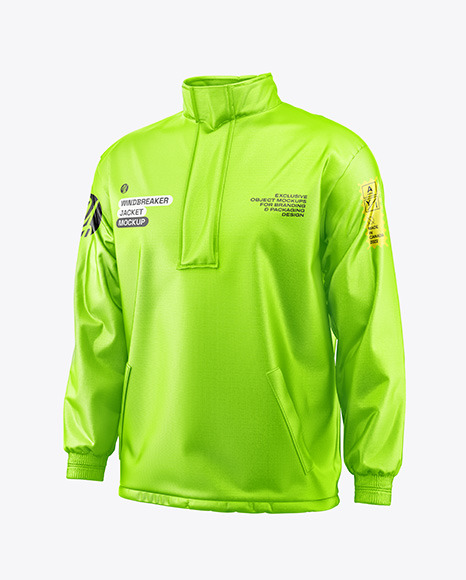 Men&#039;s Metallized Windbreaker Jacket Mockup - Half Side View