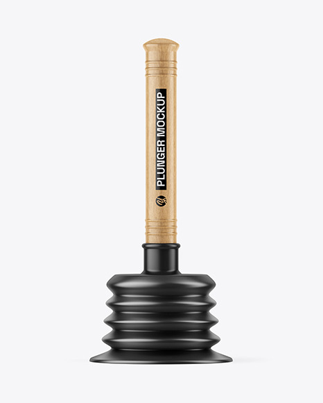 Plunger With Light Wood Handle Mockup