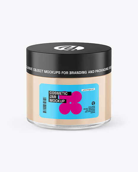 Clear Glass Cosmetic Jar Mockup