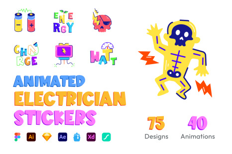 Animated Electric Sticker Set