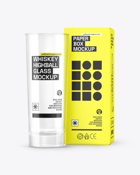 Highball Glass w/Box Mockup