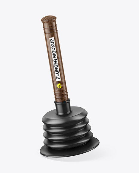 Plunger With Dark Wood Handle Mockup