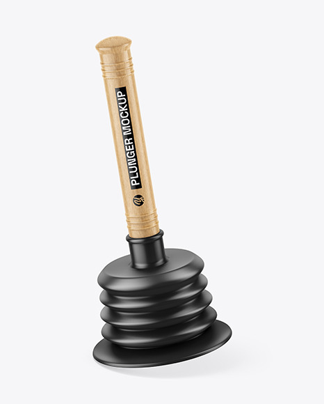 Plunger With Light Wood Handle Mockup