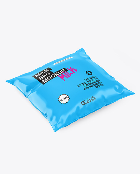 500ml Glossy Milk Bag Mockup
