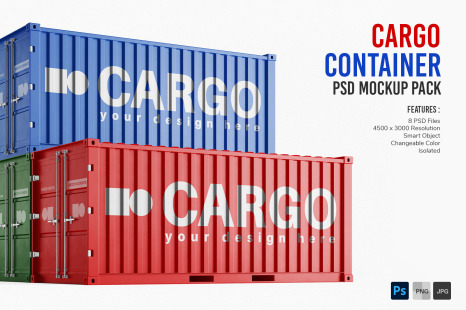 Shipping Cargo Container PSD Mockup Set