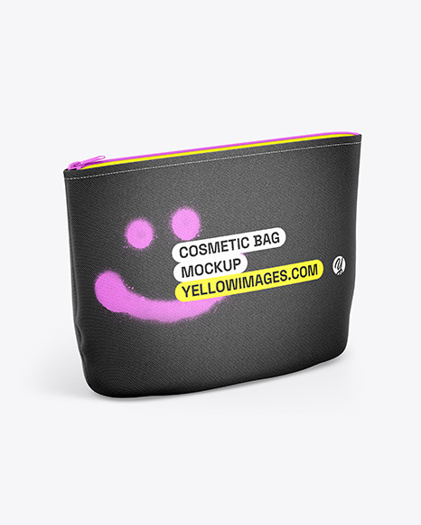 Cosmetic Bag with Zipper Mockup - Half Side View