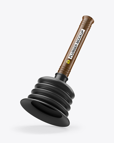 Plunger With Dark Wood Handle Mockup