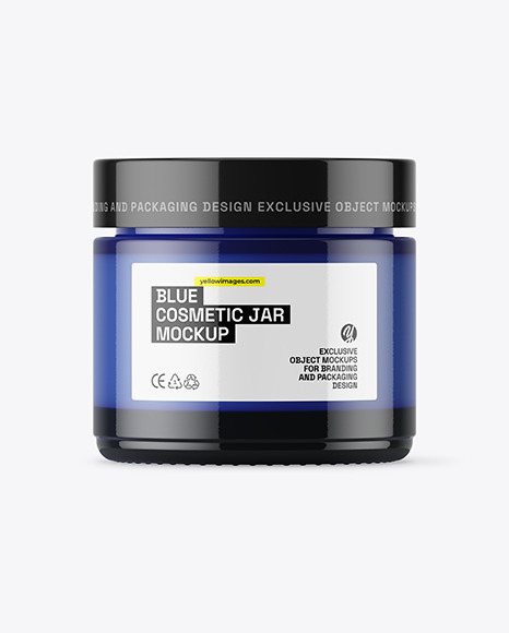 Blue Glass Cosmetic Jar Mockup