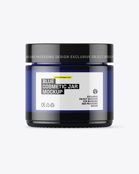 Dark Blue Glass Cosmetic Jar Mockup