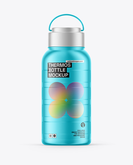 Metallized Thermos Bottle Mockup