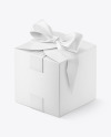 Paper Gift Box w/ Bow Mockup