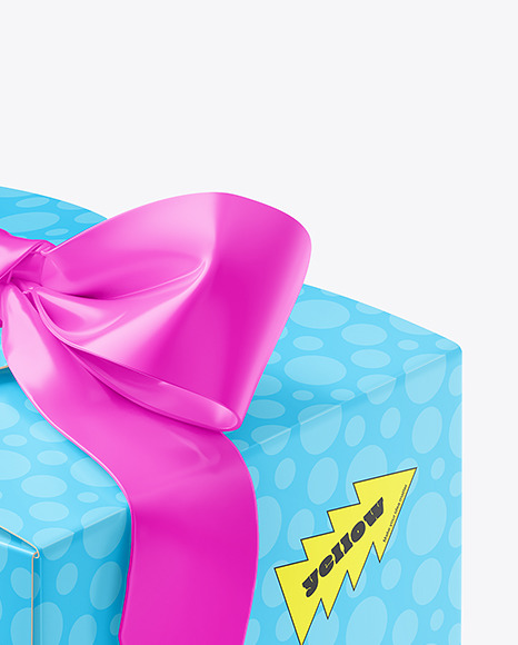 Paper Gift Box w/ Bow Mockup