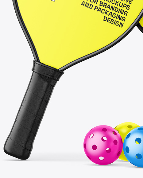 Pickleball Two Glossy Paddle & Balls Mockup