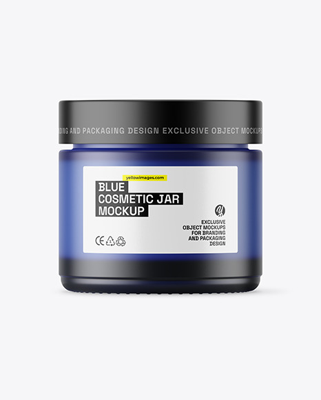 Blue Frosted Glass Cosmetic Jar Mockup