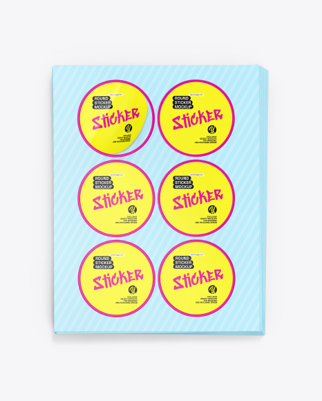 Sheets with Round Stickers Mockup