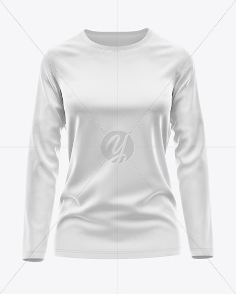 Women’s Long Sleeve T-Shirt Mockup on Yellow Images Object Mockups