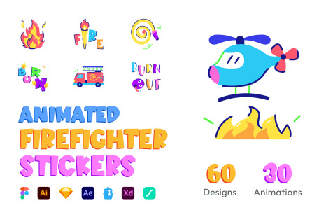 Animated Firefighter Stickers