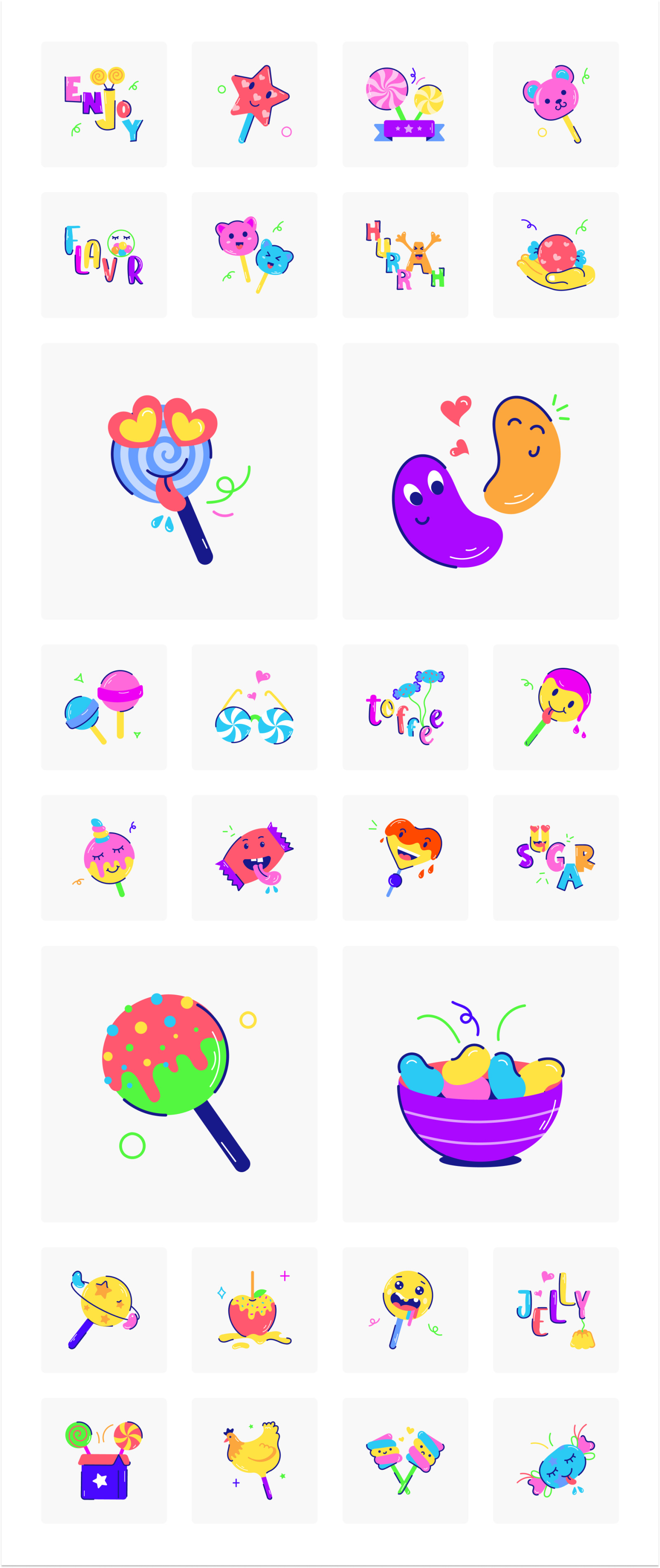 Animated Candy Stickers on Yellow Images Creative Store
