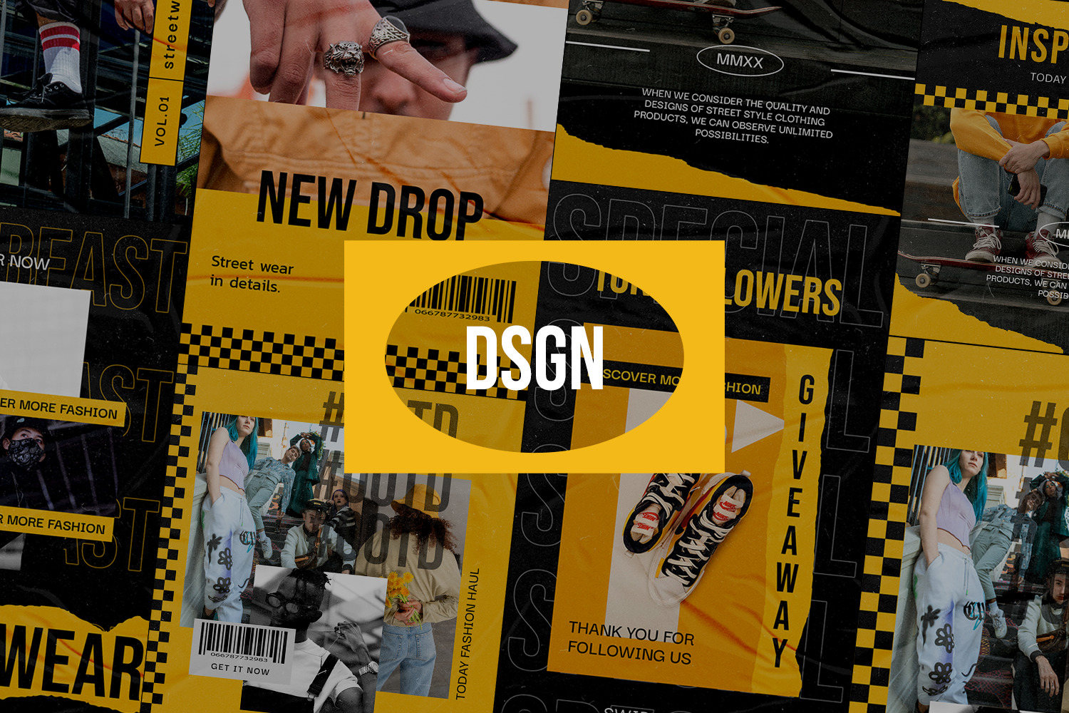 Rachet Urban Instagram Templates on Yellow Images Creative Store