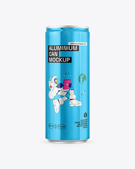 250ml Slim Can With Metallic Finish Mockup