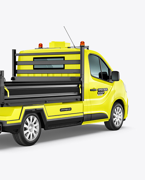 Tipper Truck Mockup - Back Half Side View