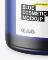 Opened Dark Blue Frosted Glass Cosmetic Jar Mockup