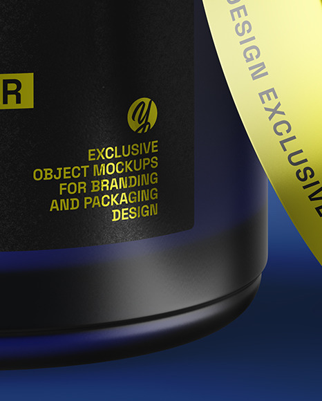Opened Dark Blue Frosted Glass Cosmetic Jar Mockup