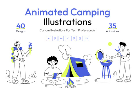 Animated Camping Illustration Set