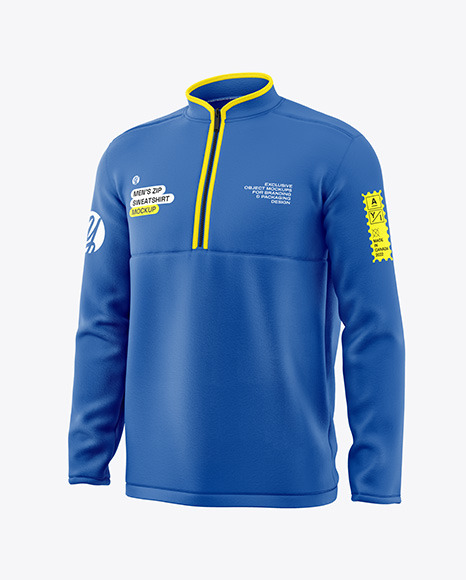 Men’s Zip Sweatshirt Mockup - Half Side View