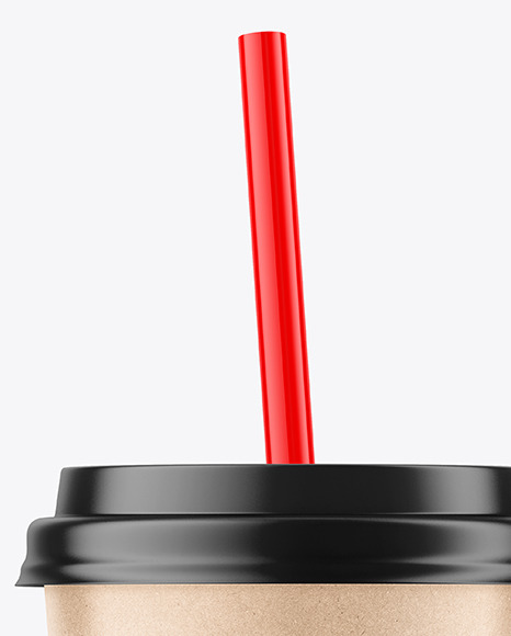 Kraft Coffee Cup with Straw Mockup