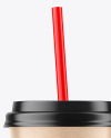 Kraft Coffee Cup with Straw Mockup