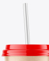 Kraft Coffee Cup with Straw Mockup