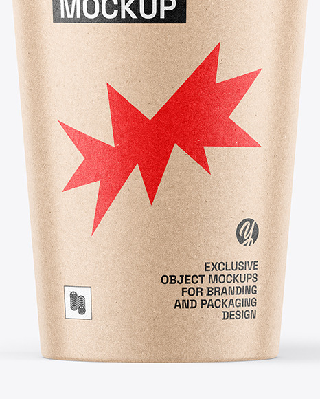 Kraft Coffee Cup with Straw Mockup