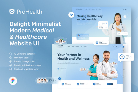 ProHealth – Delight Blue Minimalist Modern Medical &amp; Healthcare Website Design