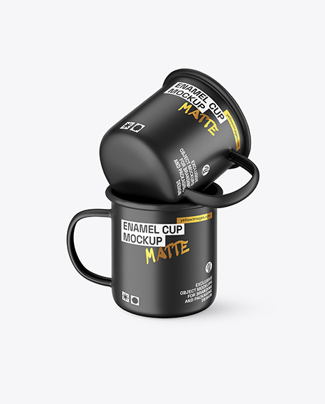 Two Matte Enamel Cups Mockup