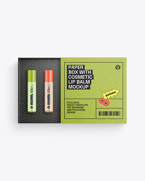 Kraft Box with Lip Balm Kit Mockup
