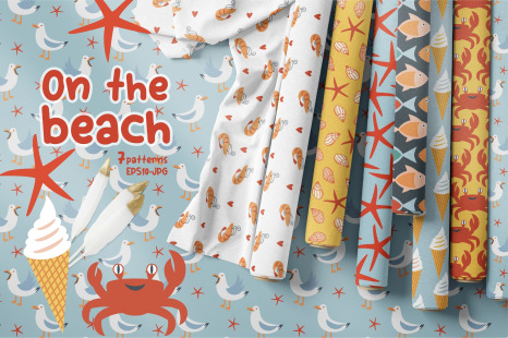 On the beach Summer pattern set