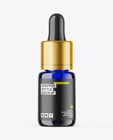 Blue Glass Dropper Bottle Mockup