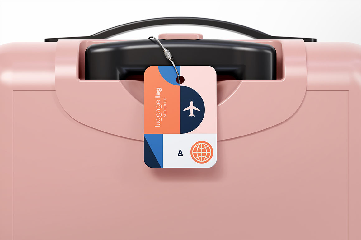 Luggage Tag Mockup on Yellow Images Creative Store